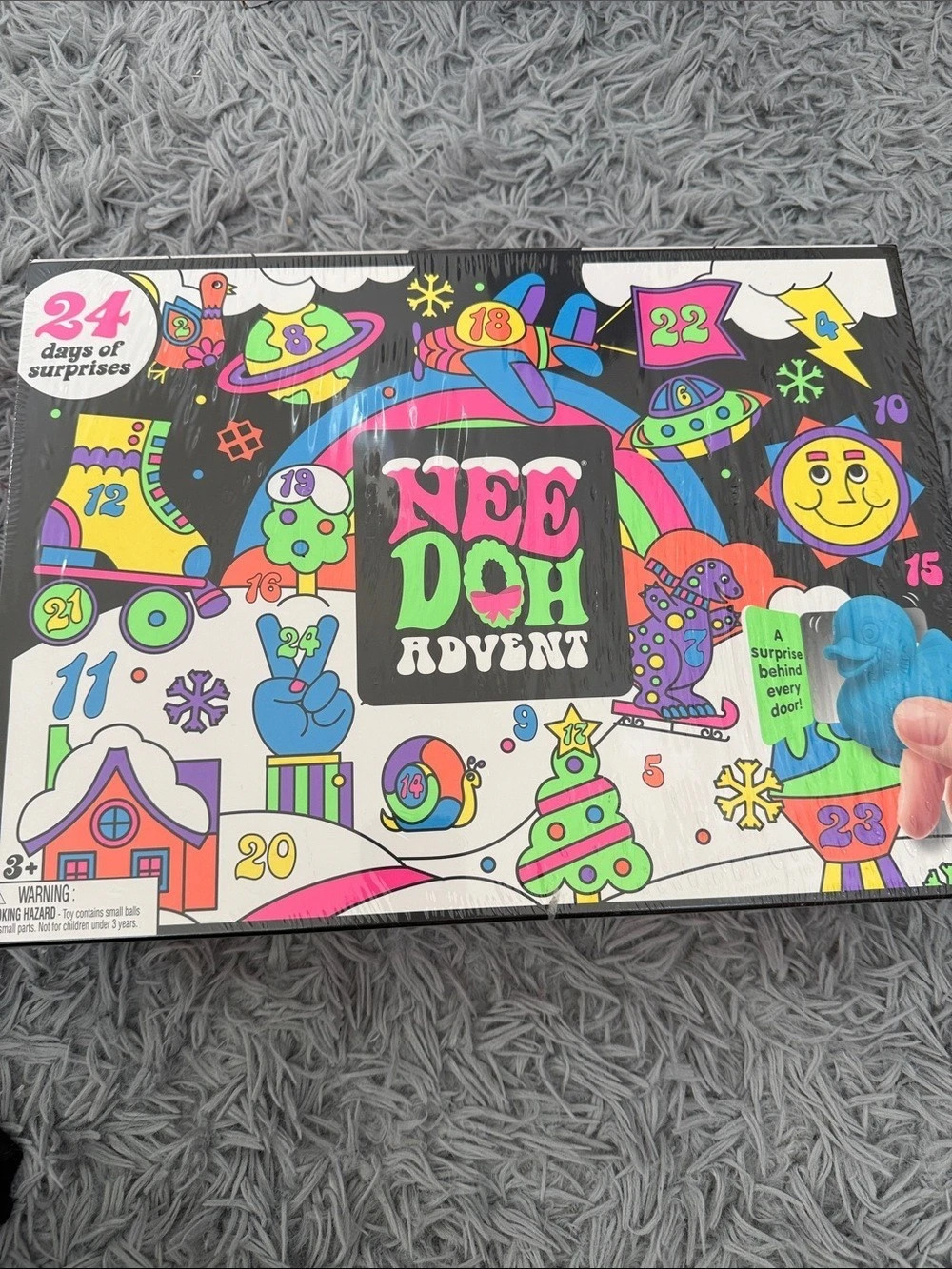 Schylling NeeDoh Advent Calendar Puzzle Game Multicolor & Black